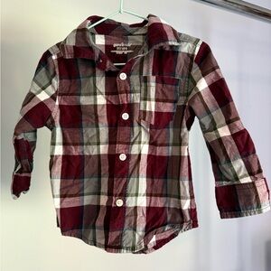 Garanimals Red and Gray Button Down Shirt Classic Plaid